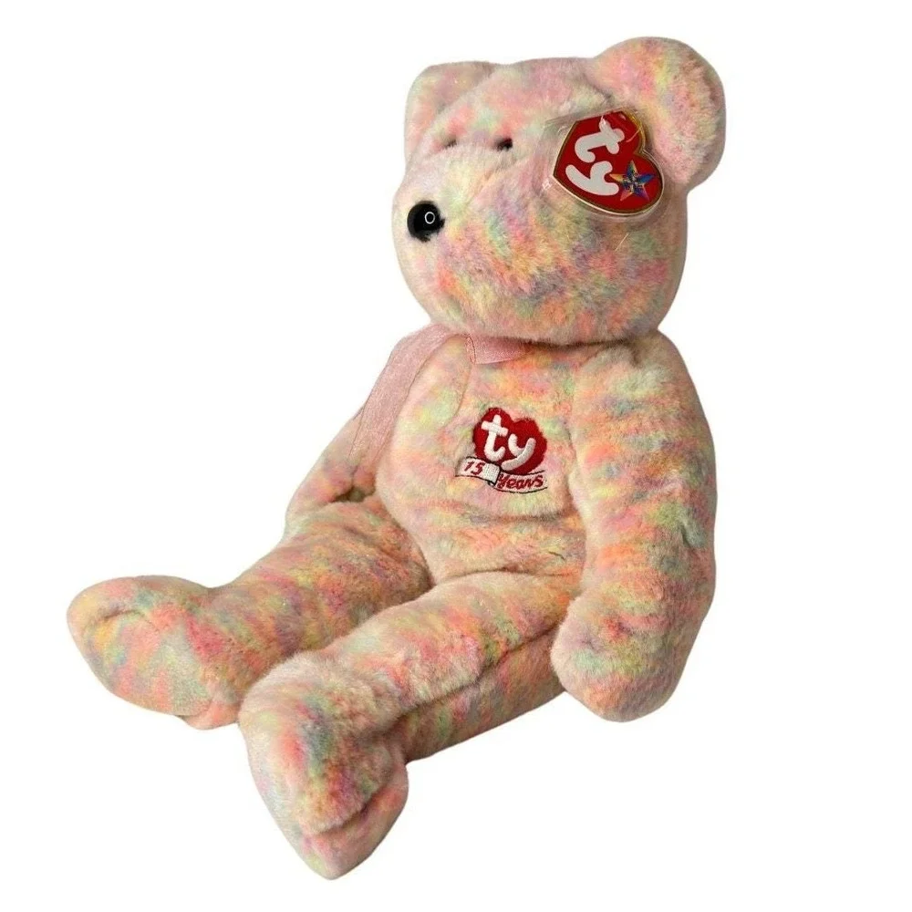 Celebrate the Bear | 15th Anniversary Pastel 🌈 | Mint Heart Tag TY Beanie Buddy